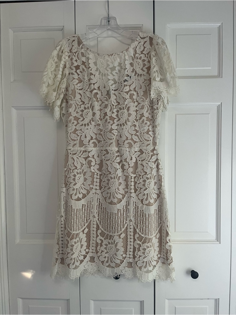 Lulus Ivory Floral Lace Dress Nude Lining Size M
